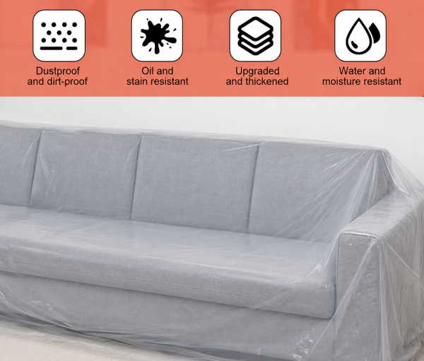 4/5 Seater Sofa Clear Polythene Protector Heavy Duty 400g